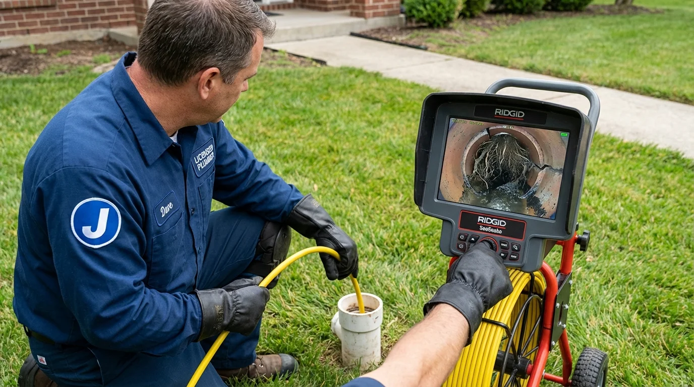 Sewer camera inspection being performed by Johns Plumbing LLC in Marlette