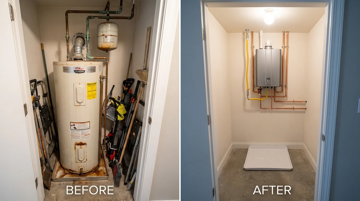 Tank water heater versus wall-mounted tankless unit comparison for Marlette, MI homeowners